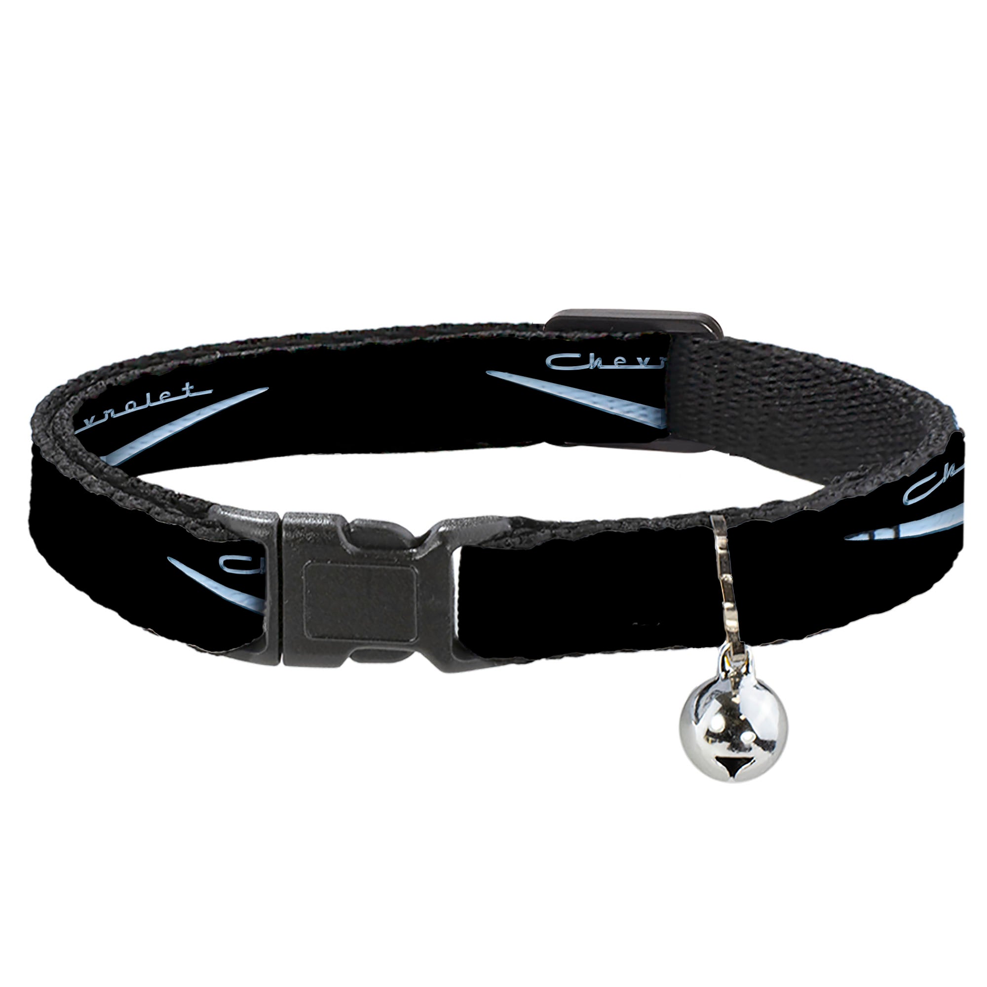 Cat Collar Breakaway - 1955-57 CHEVROLET V Emblem Black Silver Breakaway Cat Collars GM General Motors