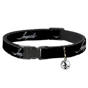 Cat Collar Breakaway - IMPALA Script Emblem Black Silver Breakaway Cat Collars GM General Motors