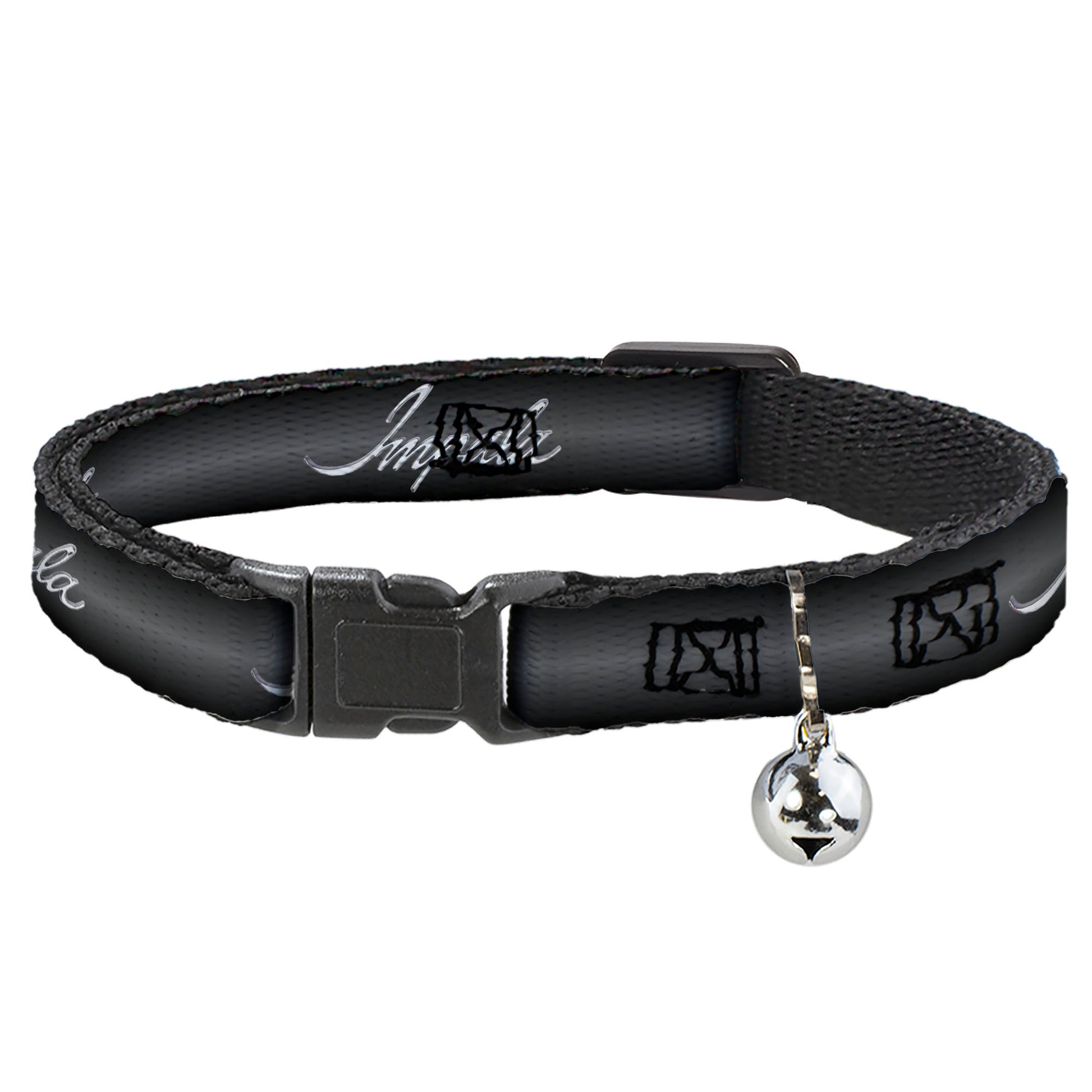 Cat Collar Breakaway - IMPALA Script Emblem Gray Fade Silver Breakaway Cat Collars GM General Motors
