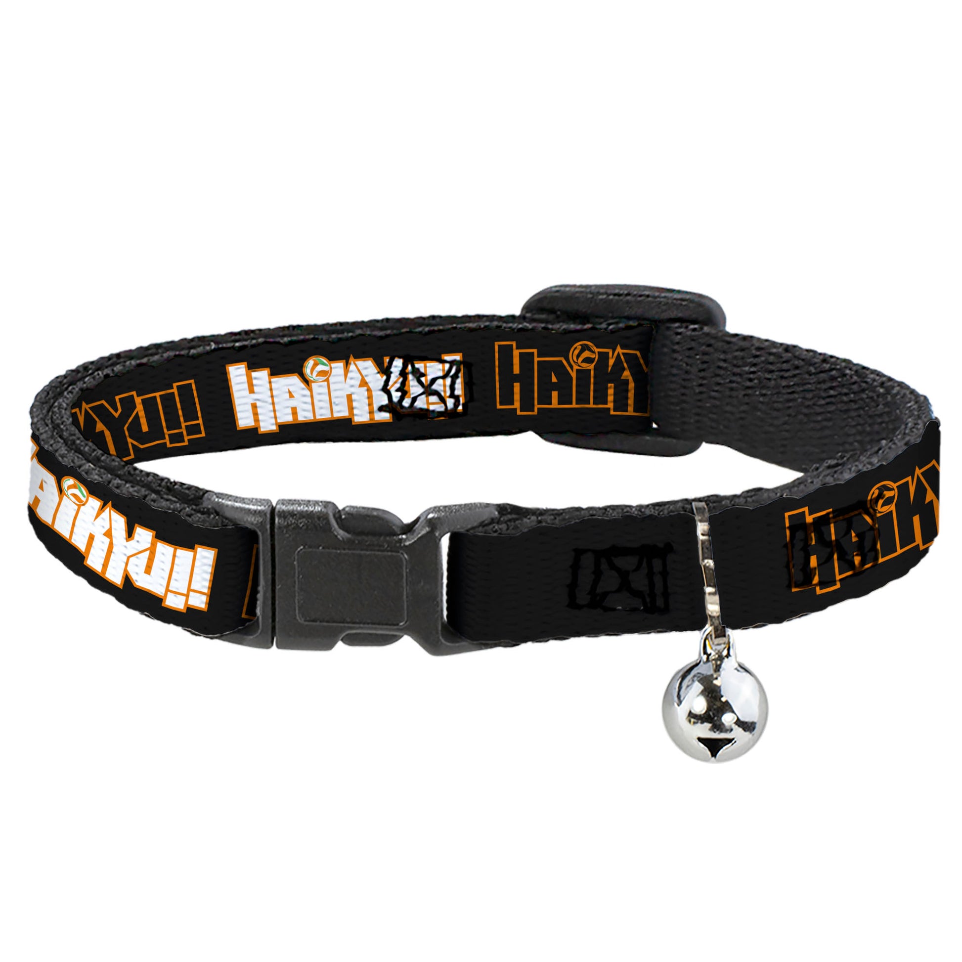 Breakaway Cat Collar with Bell - HAIKYU Title Logos Black/Orange/White Breakaway Cat Collars Haikyu!!