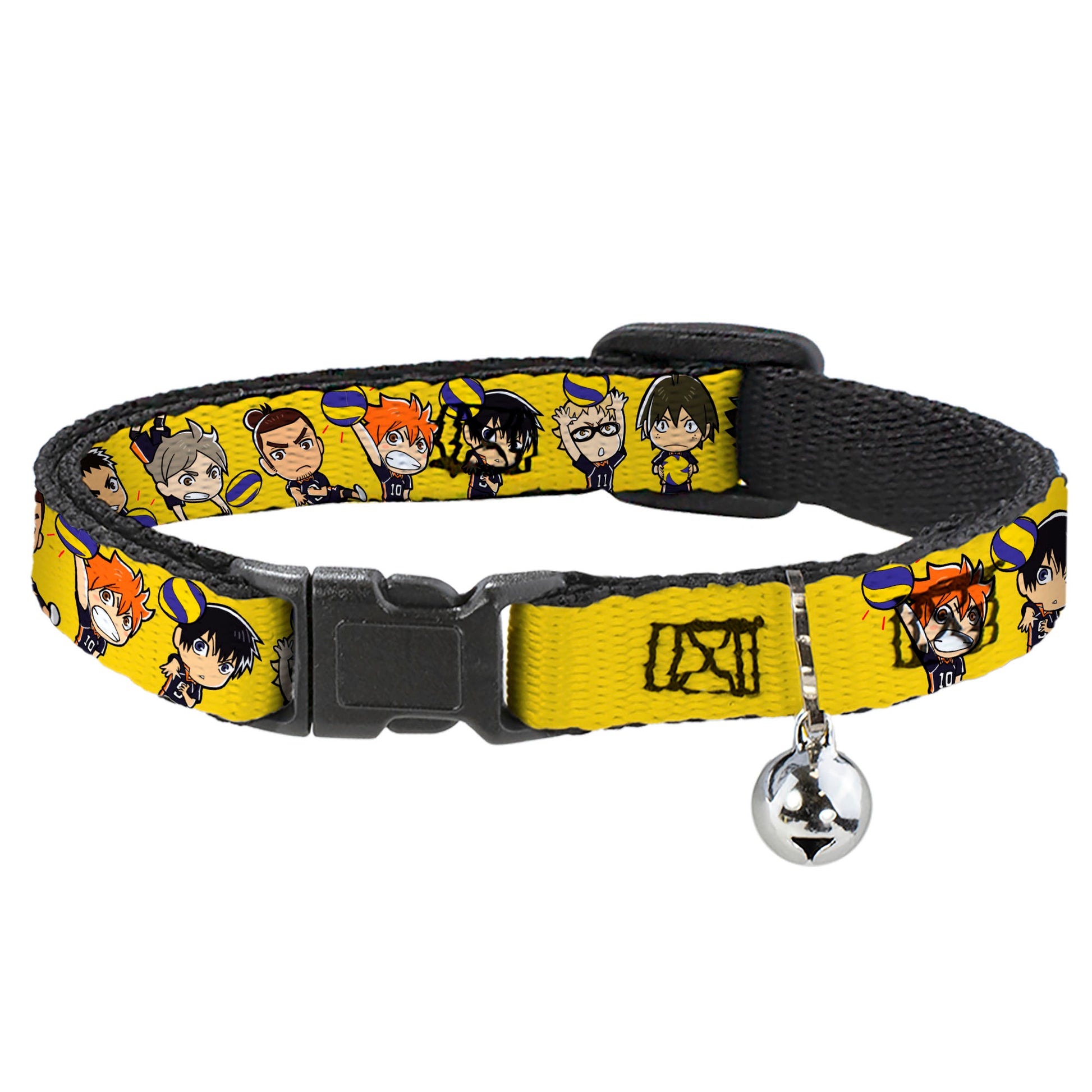 Breakaway Cat Collar with Bell - Haikyu Chibi Volleyball Player Warm Up Pose Yellow Breakaway Cat Collars Haikyu!!