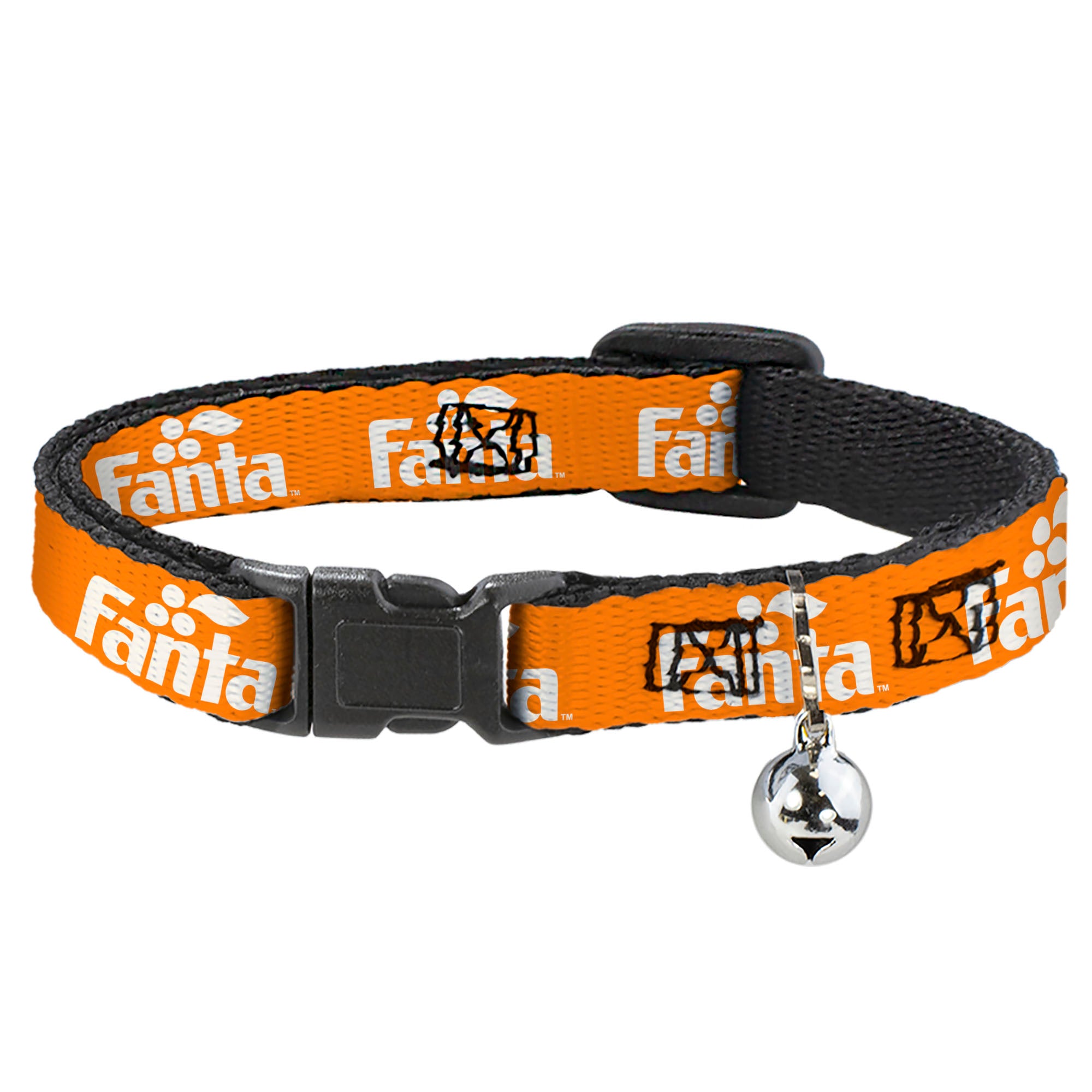 Breakaway Cat Collar with Bell - Vintage Orange FANTA Logo Orange/White Breakaway Cat Collars Coca-Cola