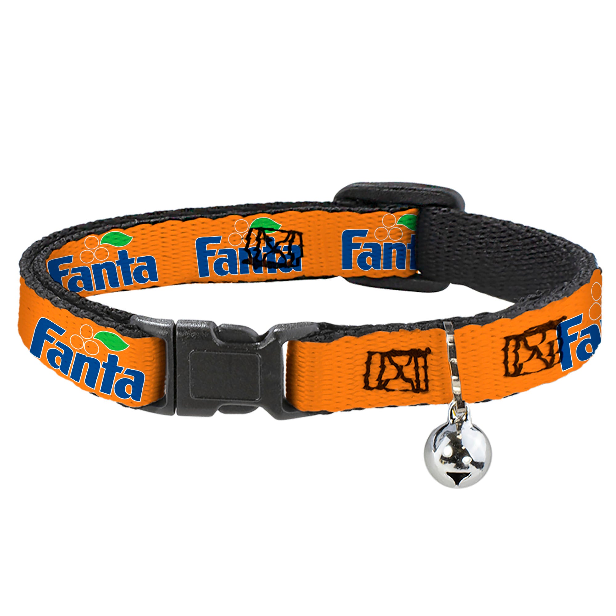Breakaway Cat Collar with Bell - Vintage Orange FANTA Logo Orange/Blue Breakaway Cat Collars Coca-Cola