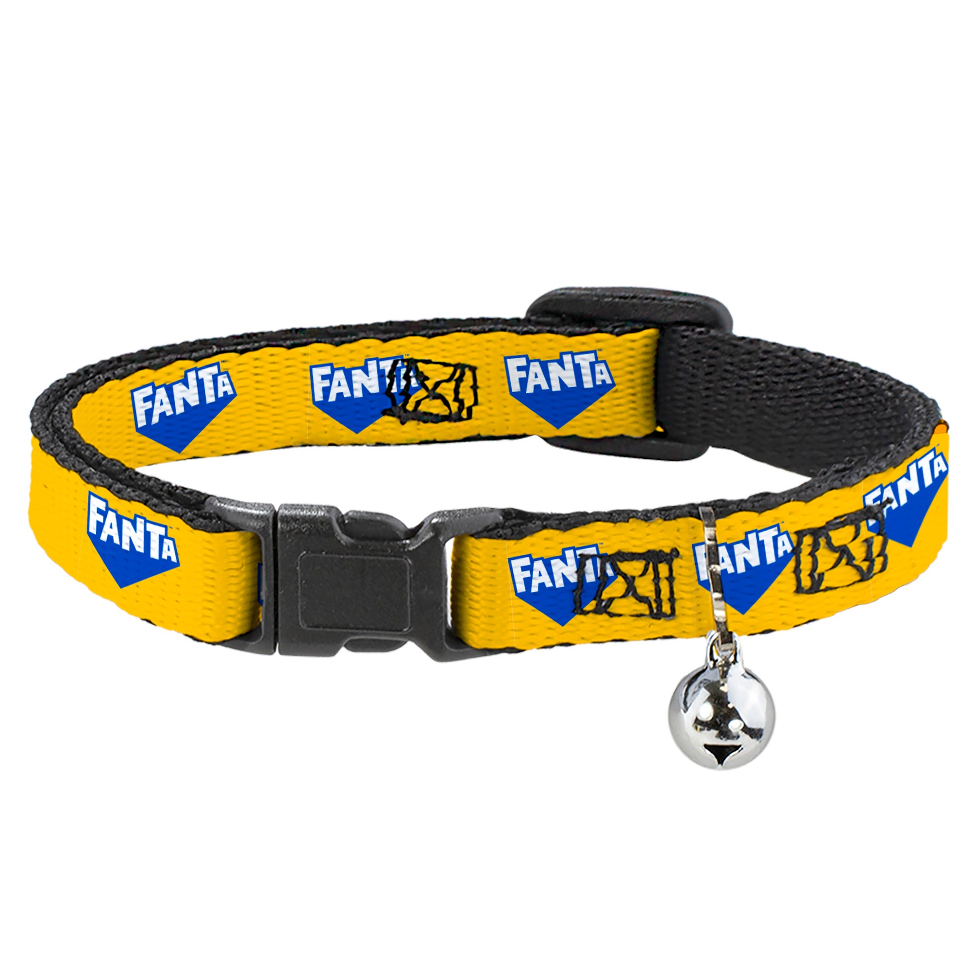 Breakaway Cat Collar with Bell - FANTA Logo Pineapple Yellow/Blue/White Breakaway Cat Collars Coca-Cola