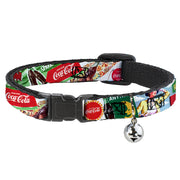 Breakaway Cat Collar with Bell - Vintage Coca-Cola GO REFRESHED Ads and Icons Collage Breakaway Cat Collars Coca-Cola