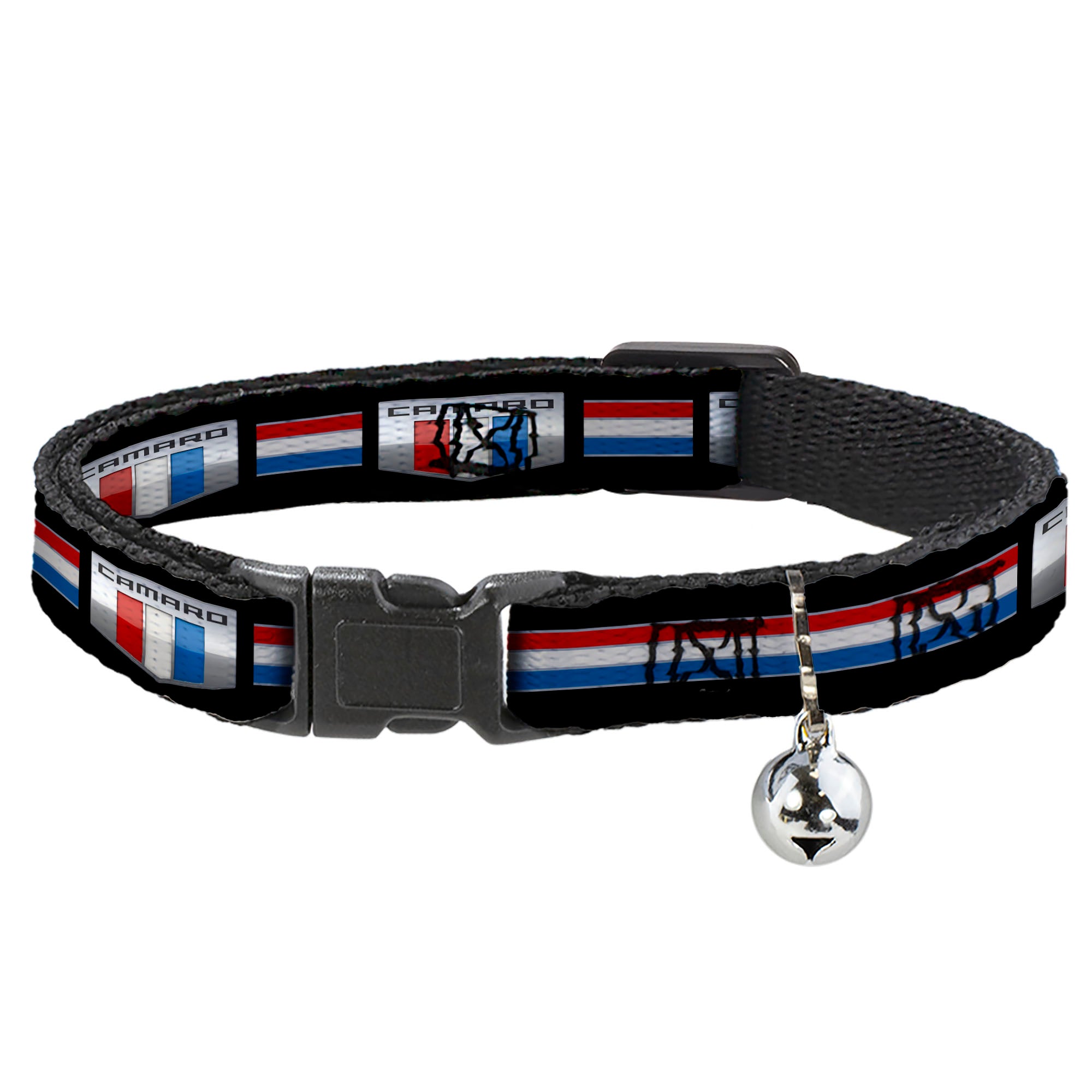 Cat Collar Breakaway - CAMARO Six Badge Stripe Black Silver Red White Blue Breakaway Cat Collars GM General Motors