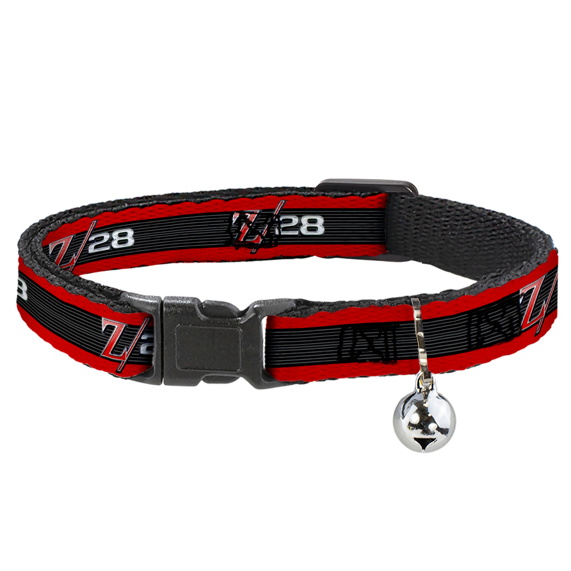 Cat Collar Breakaway - 1969 Camaro Z 28 Emblem Stripe Red Black Gray Silver Breakaway Cat Collars GM General Motors