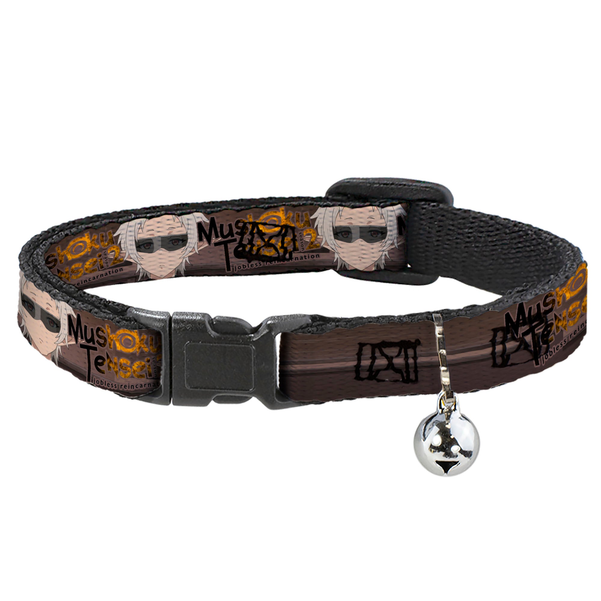 Breakaway Cat Collar with Bell - MUSHOKU TENSEI Sylphiette Fitz Guard Pose and Title Logo Browns Breakaway Cat Collars Mushoku Tensei Jobless Reincarnation