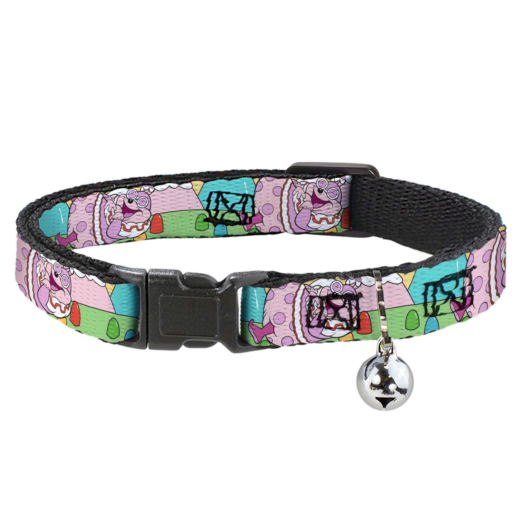 Breakaway Cat Collar with Bell - Candy Land Jolly Laughing Pose and Gum Drops Multi Color