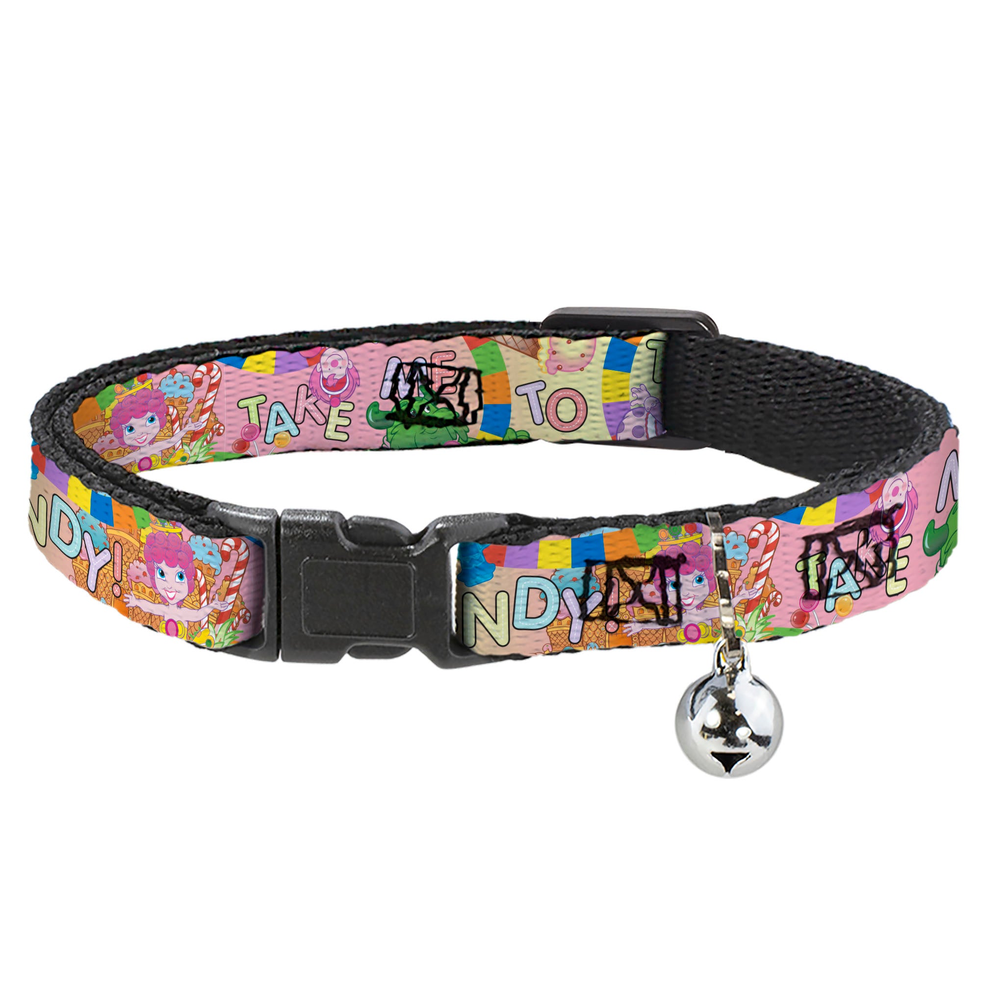 Breakaway Cat Collar with Bell - Candy Land TAKE ME TO THE CANDY Character Collage Multi Color