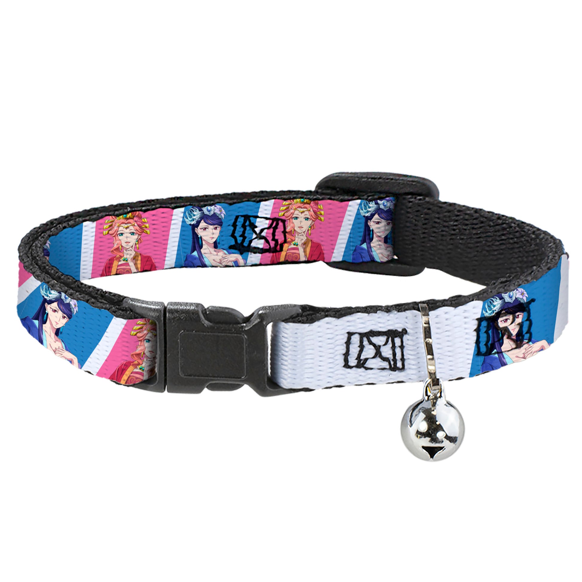 Breakaway Cat Collar with Bell - The Apothecary Diaries Gyokuyo and Lihua Pose Blocks White/Pink/Blue Breakaway Cat Collars The Apothecary Diaries