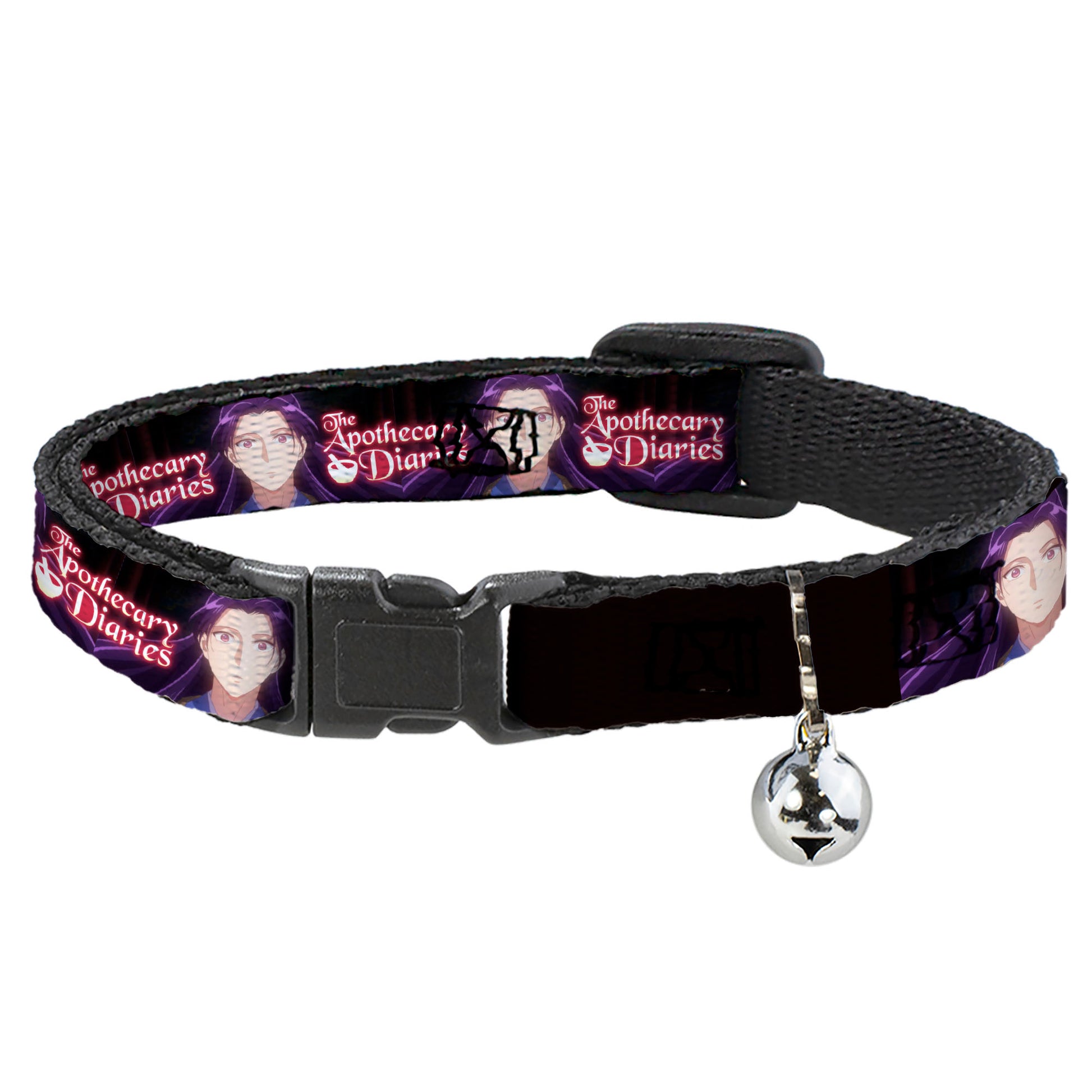 Breakaway Cat Collar with Bell - THE APOTHECARY DIARIES Jinshi Pose and Title Logo Black Breakaway Cat Collars The Apothecary Diaries