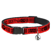 Cat Collar Breakaway with Bell - Black Adam JUSTICE SOCIETY Icons and Text Red Black Breakaway Cat Collars DC Comics