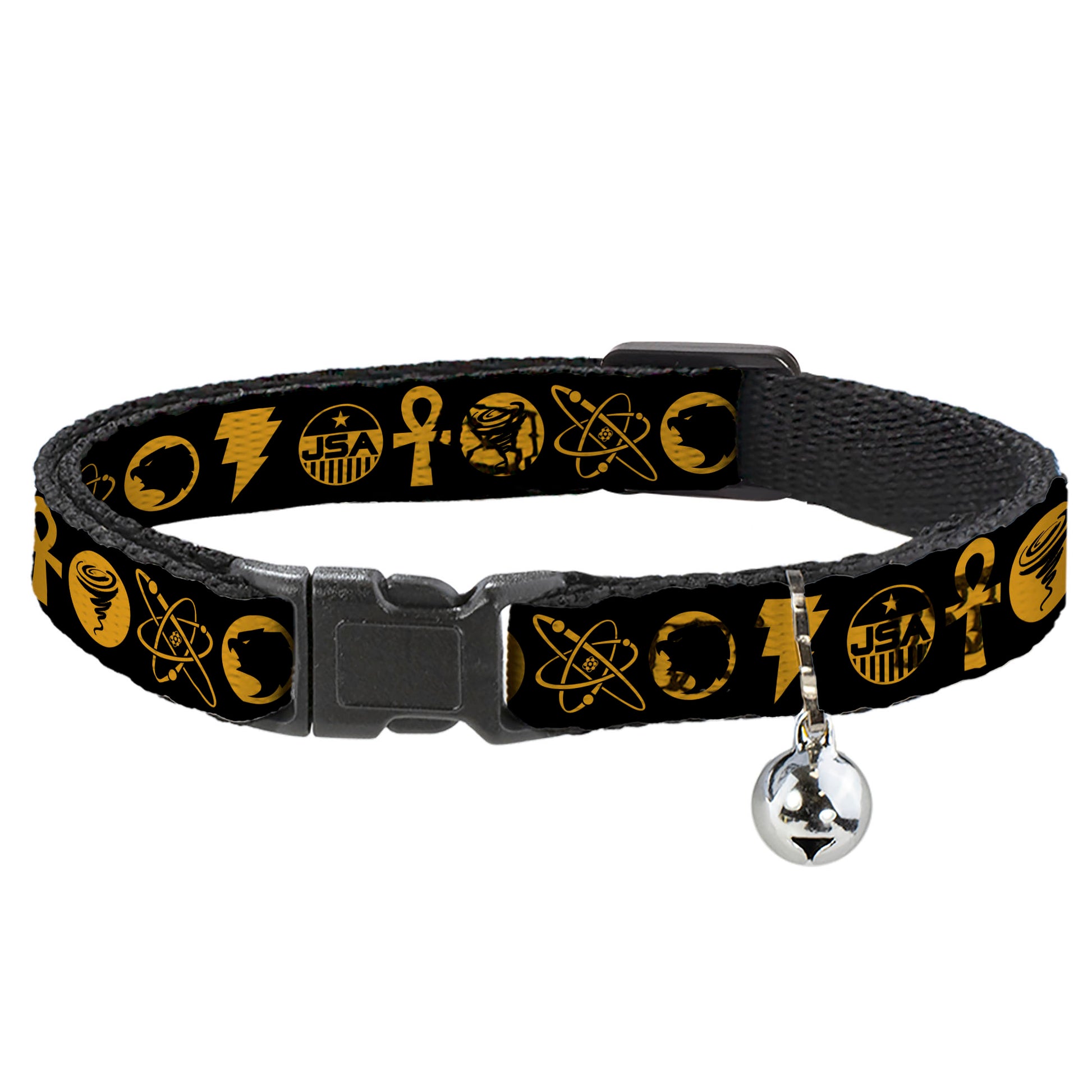 Cat Collar Breakaway with Bell - Black Adam Justice Society Icons Black Orange Breakaway Cat Collars DC Comics