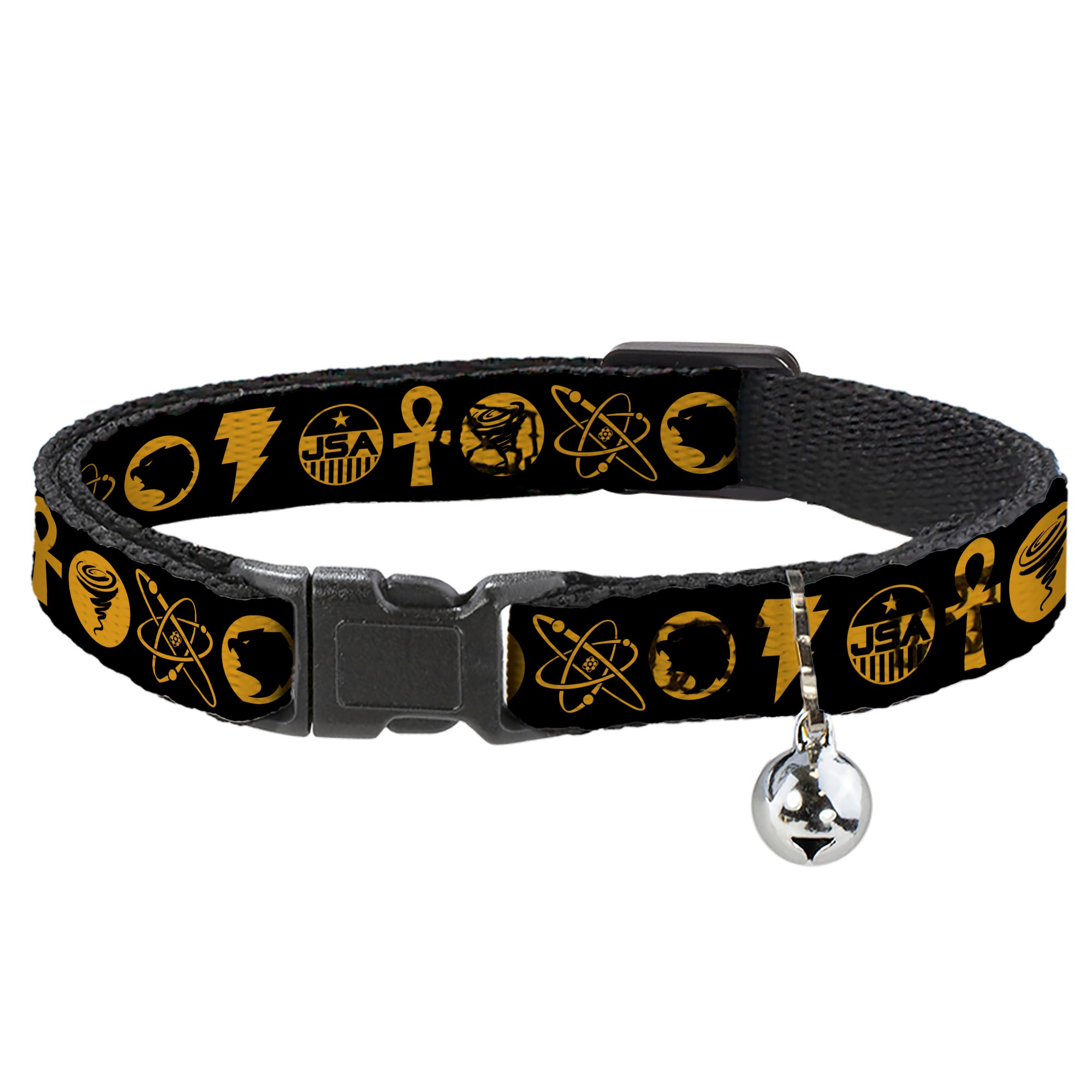 Cat Collar Breakaway with Bell - Black Adam Justice Society Icons Black Orange Breakaway Cat Collars DC Comics