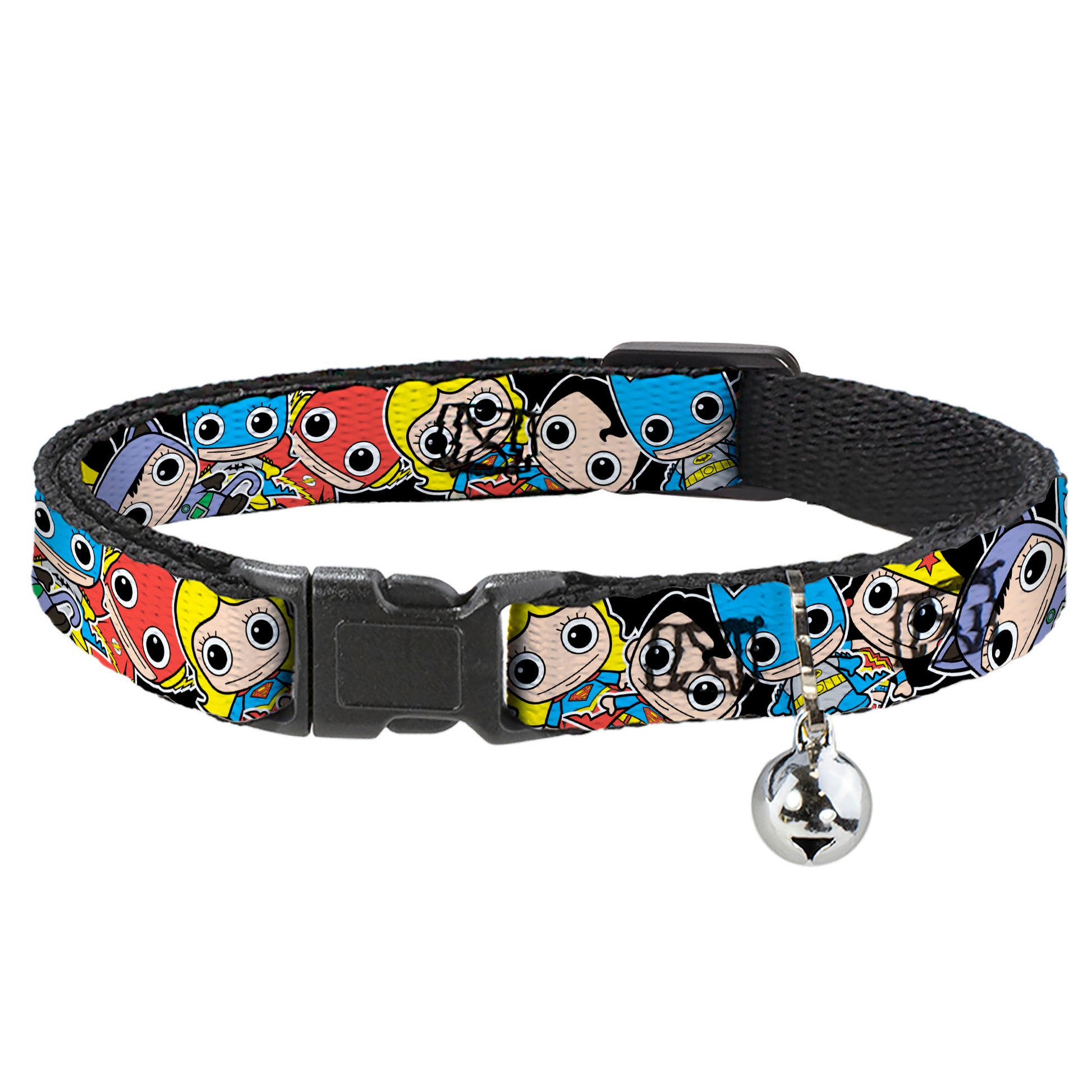 Cat Collar Breakaway - DC Mini Group Stacked Black Breakaway Cat Collars DC Comics