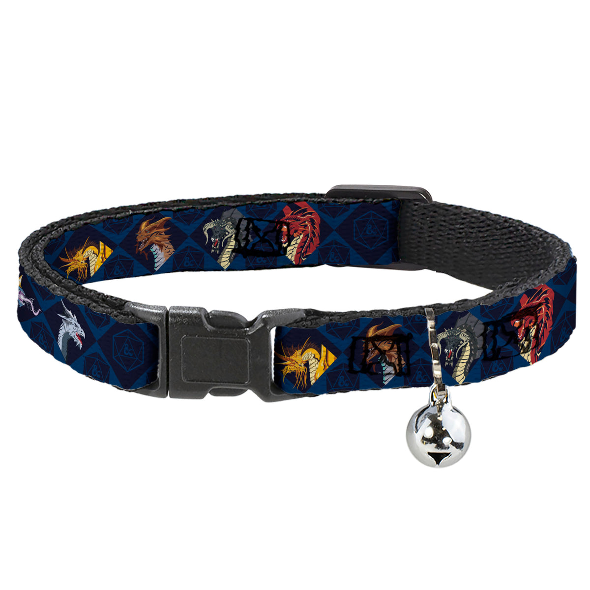 Breakaway Cat Collar with Bell - Dungeons & Dragons True Dragon Blocks Blues Cat Collars Breakaway Side Release Dungeons & Dragons