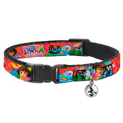 Cat Collar Breakaway with Bell - DORA THE EXPLORER Dora Poses Floral Collage Orange Pink Breakaway Cat Collars Dora the Explorer