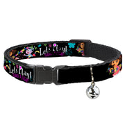 Cat Collar Breakaway with Bell - Dora & Boots Pose Floral LET'S PLAY! VAMOS A JUGAR! Black White Multi Color Breakaway Cat Collars Dora the Explorer