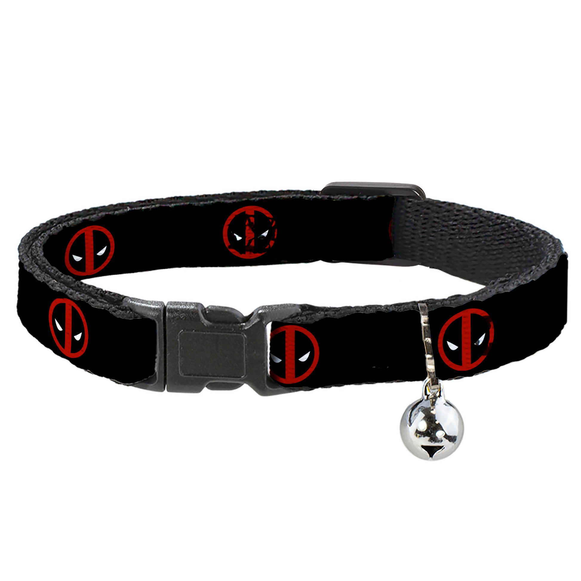 MARVEL DEADPOOL Cat Collar Breakaway - Deadpool Logo Black Red White Breakaway Cat Collars Marvel Comics