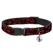 MARVEL DEADPOOL Cat Collar Breakaway - Deadpool Splatter Logo Scattered Black Red White Breakaway Cat Collars Marvel Comics