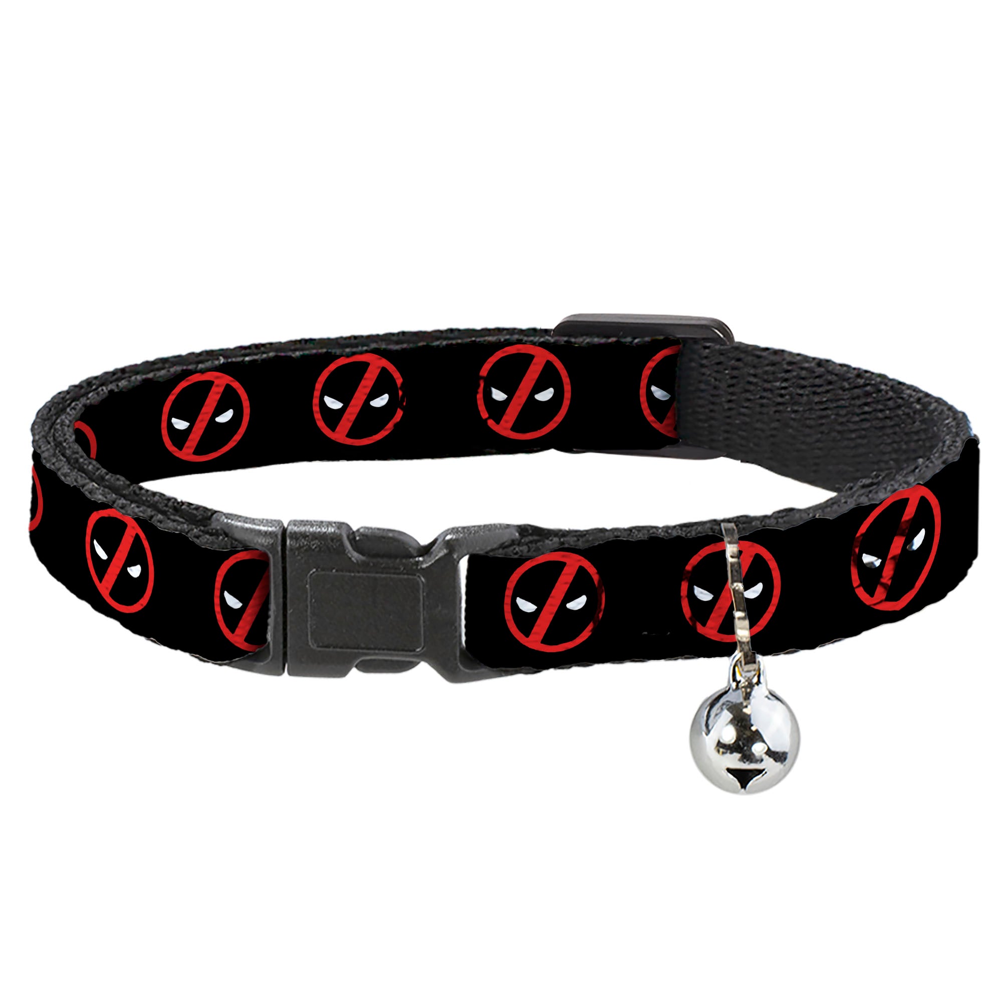 Breakaway Cat Collar with Bell - Deadpool Logo2 Black/Red/White Breakaway Cat Collars Marvel Comics