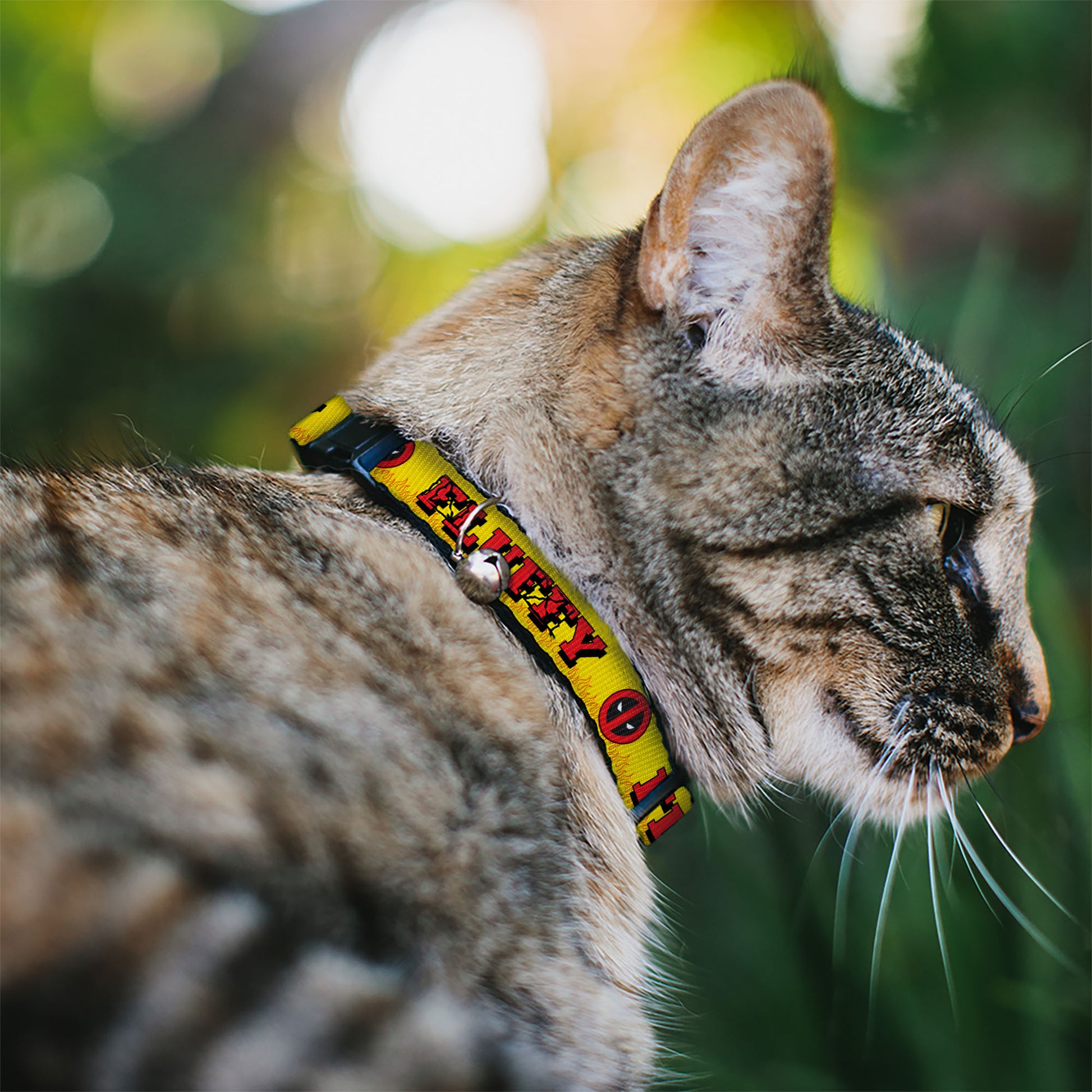 Cat Collar Breakaway - DEADPOOL'S CHIMICHANGAS Flames Yellow Black Red Breakaway Cat Collars Marvel Comics