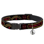 Cat Collar Breakaway - DEADPOOL'S CHIMICHANGAS and Logo Black Gold Red Breakaway Cat Collars Marvel Comics