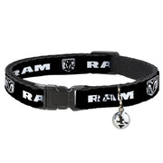 Breakaway Cat Collar with Bell - RAM Shield Logo/Bold Text Black/White Breakaway Cat Collars Dodge