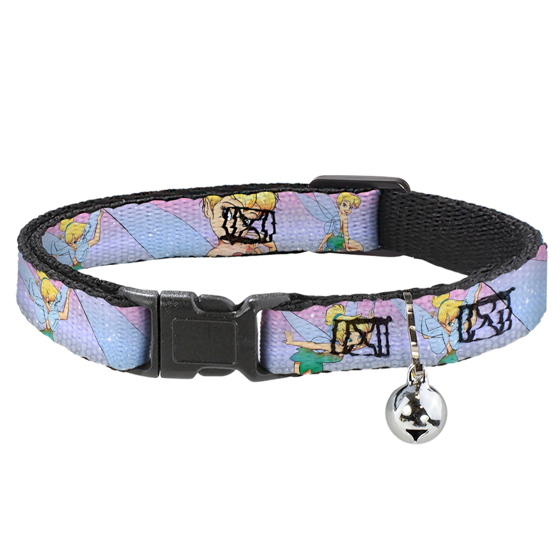 Cat Collar Breakaway - Tinker Bell Poses Purple Pink Fade Breakaway Cat Collars Disney
