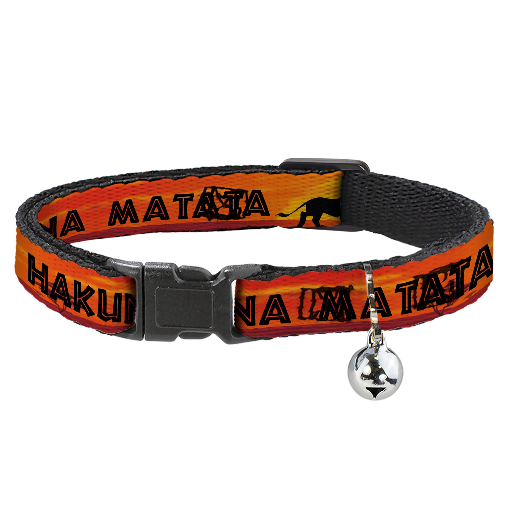 Cat Collar Breakaway - Lion King HAKUNA MATATA Sunset Oranges Black Breakaway Cat Collars Disney