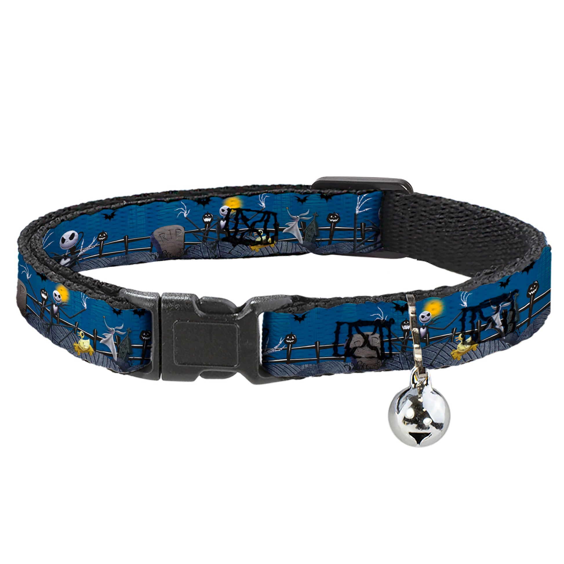 Cat Collar Breakaway - Nightmare Before Christmas Jack, Zombie Duck & Zero Cemetery Scene Breakaway Cat Collars Disney