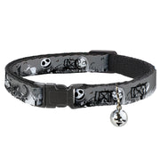 Cat Collar Breakaway - Nightmare Before Christmas Jack & Sally Cemetery Scene Gray Black White Breakaway Cat Collars Disney