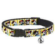 Cat Collar Breakaway - Minnie Mouse w Hat Poses Stripe Yellow White Breakaway Cat Collars Disney