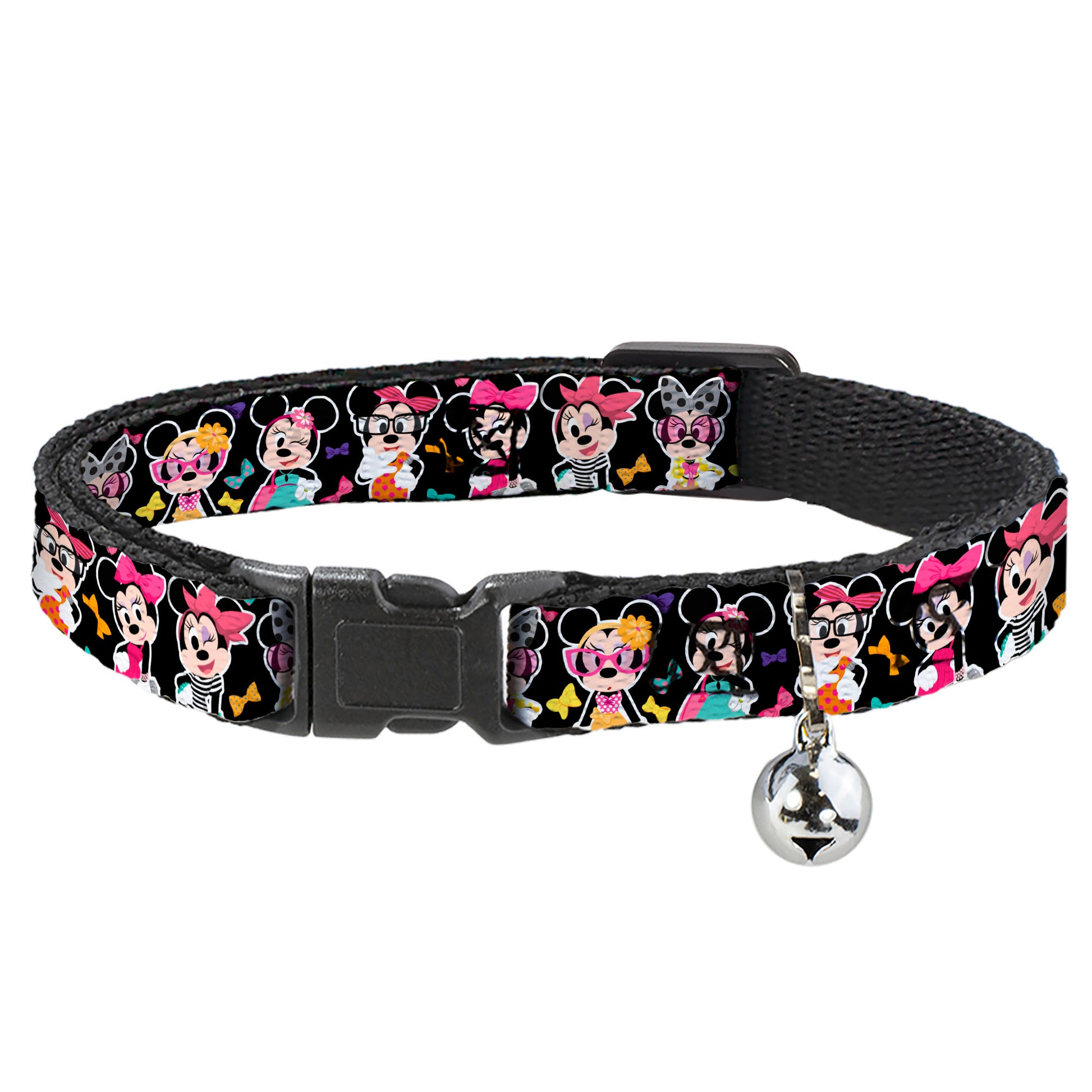 Cat Collar Breakaway - Mini Minnie Expressions Bows Black Multi Color Breakaway Cat Collars Disney