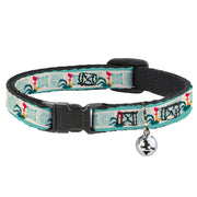 Breakaway Cat Collar with Bell - Moana Hei Hei the Rooster Pose and Icon Blocks White/Light Green Breakaway Cat Collars Disney