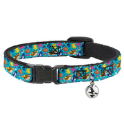 Breakaway Cat Collar with Bell - Finding Nemo and Friends Underwater Character Collage Blue Breakaway Cat Collars Disney