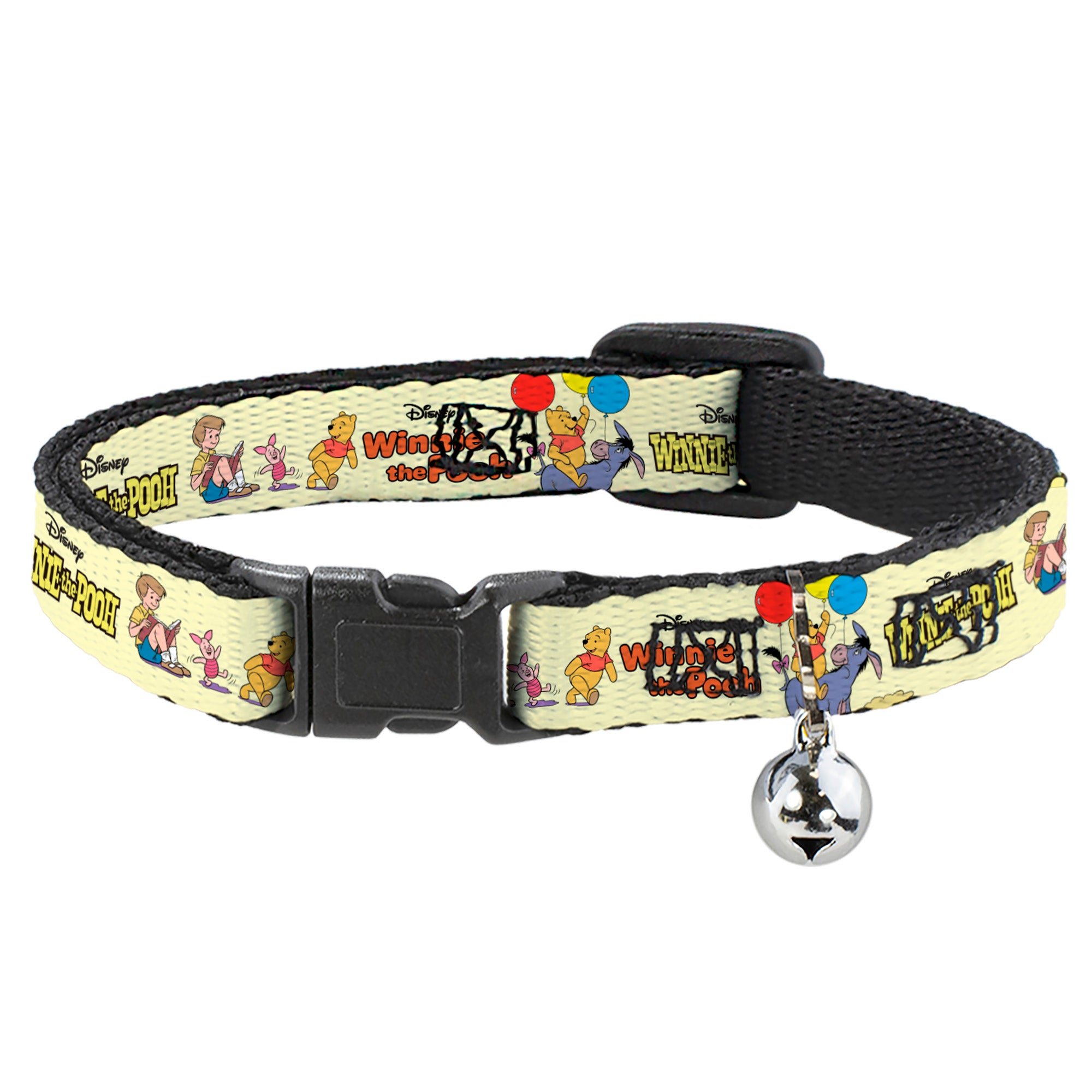Breakaway Cat Collar with Bell - WINNIE THE POOH and Friends Poses and Title Logos Light Yellow Breakaway Cat Collars Disney