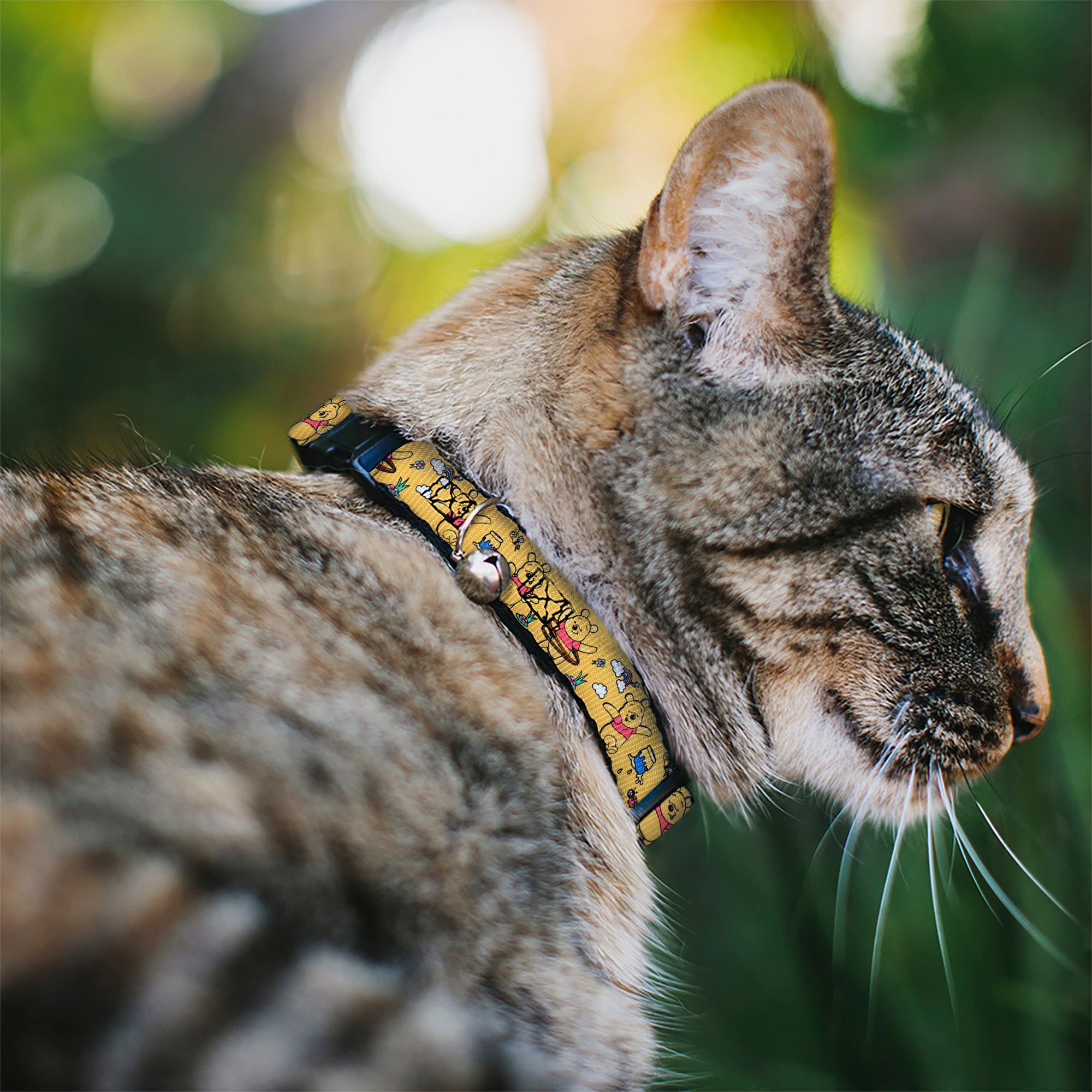 Breakaway Cat Collar with Bell - Winnie the Pooh Happy Poses Golden Yellow Breakaway Cat Collars Disney