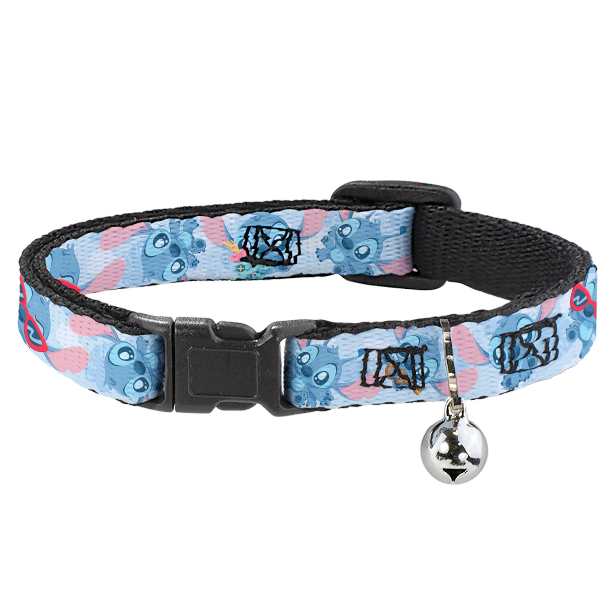 Breakaway Cat Collar with Bell - Baby Stitch Poses Close-Up Baby Blue Breakaway Cat Collars Disney