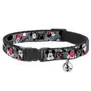 Cat Collar Breakaway - Mickey & Minnie Peek-a-Boo Expressions Swirl Black White Breakaway Cat Collars Disney