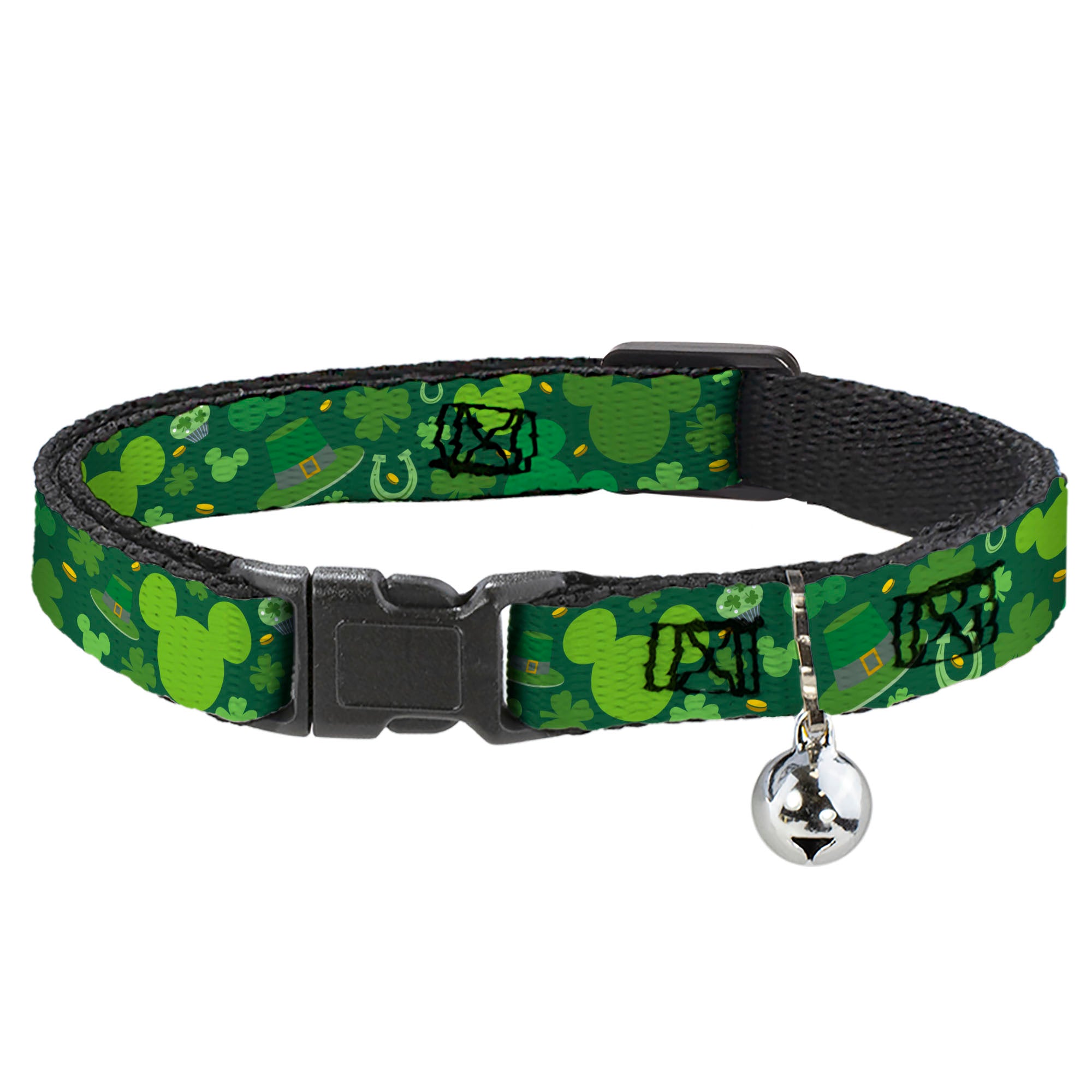 Cat Collar Breakaway - St. Patrick's Day Mickey Collage Greens Breakaway Cat Collars Disney