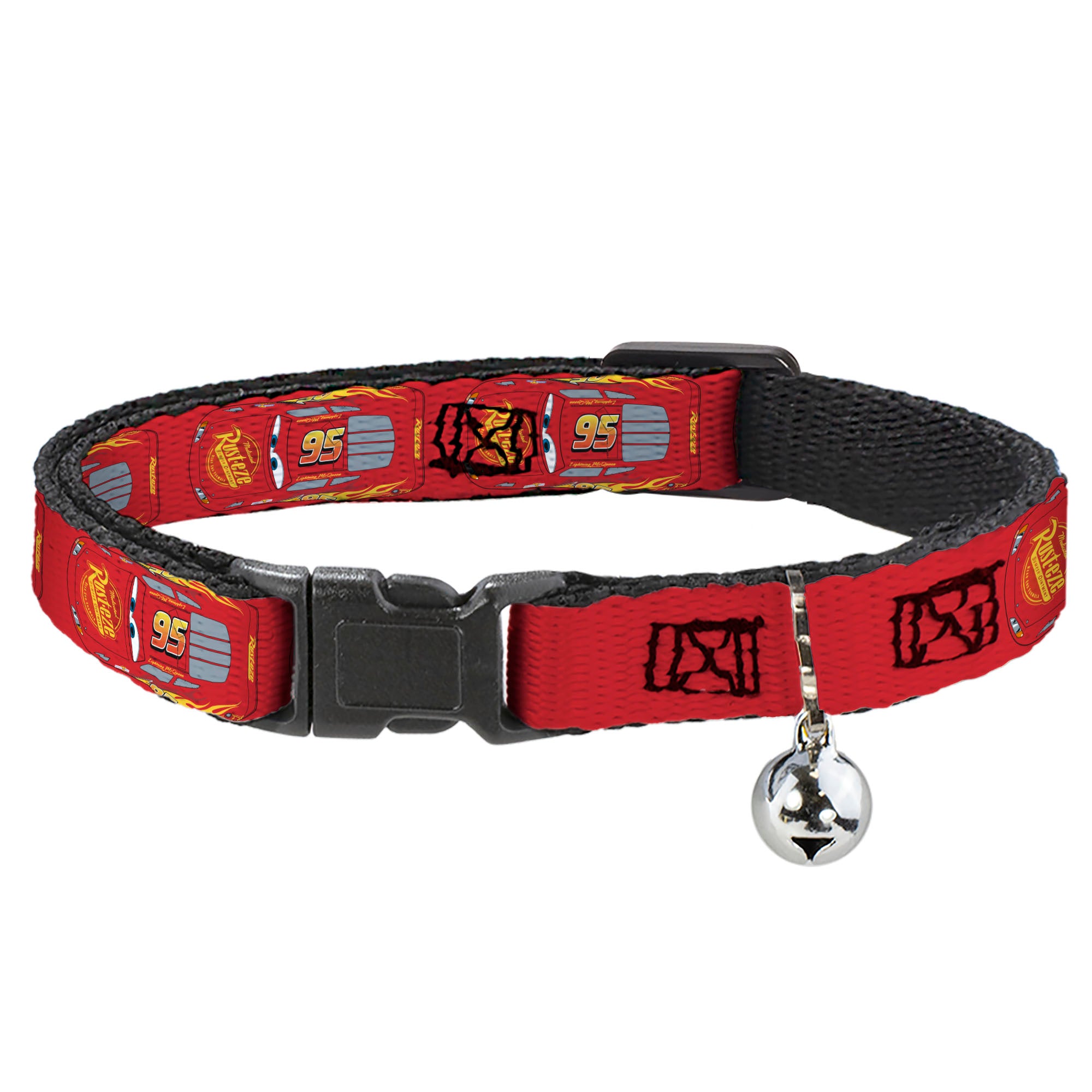 Breakaway Cat Collar with Bell - Cars Lightning McQueen Aerial View Red