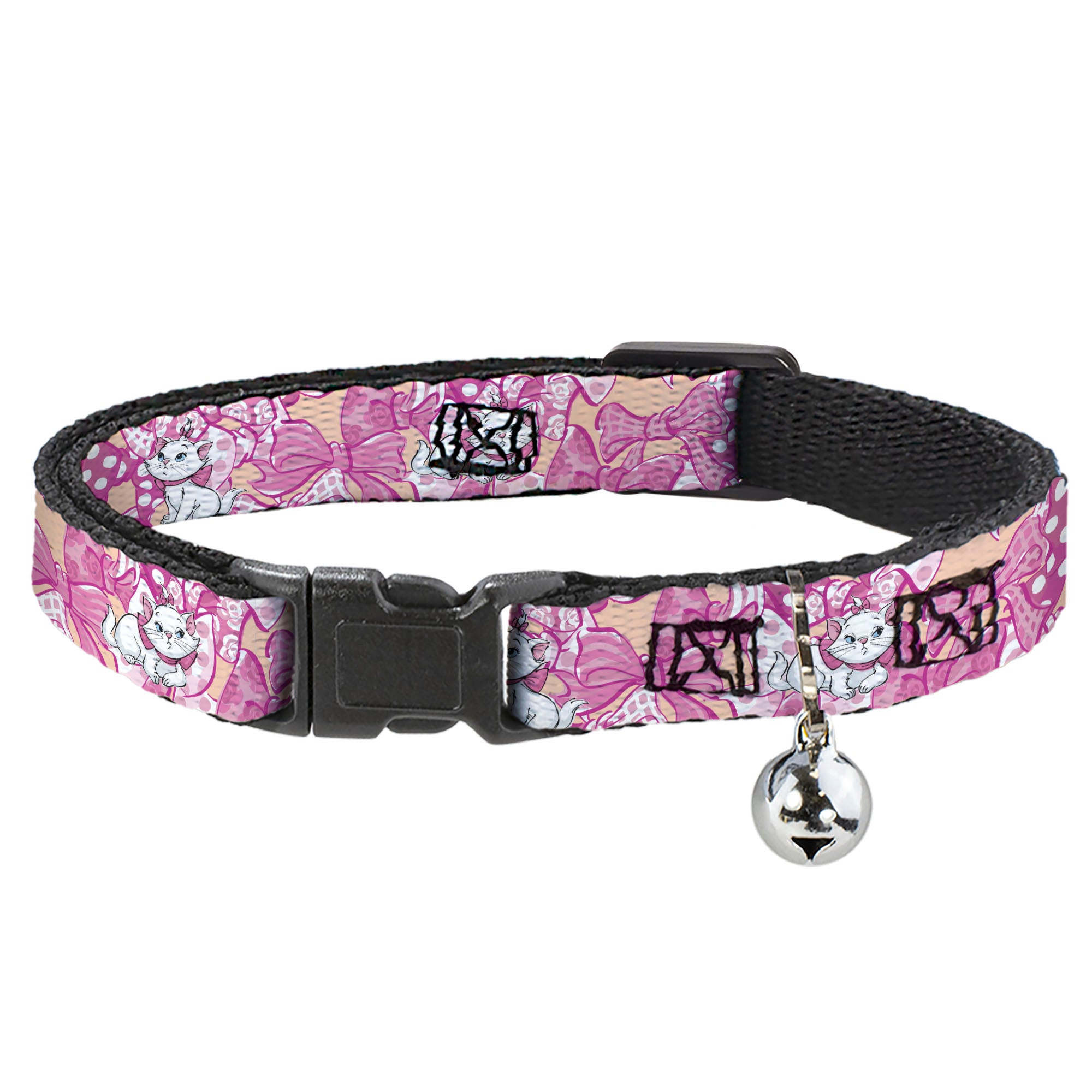 Breakaway Cat Collar with Bell - Aristocats Marie Poses and Bows Yellow/Pinks Breakaway Cat Collars Disney