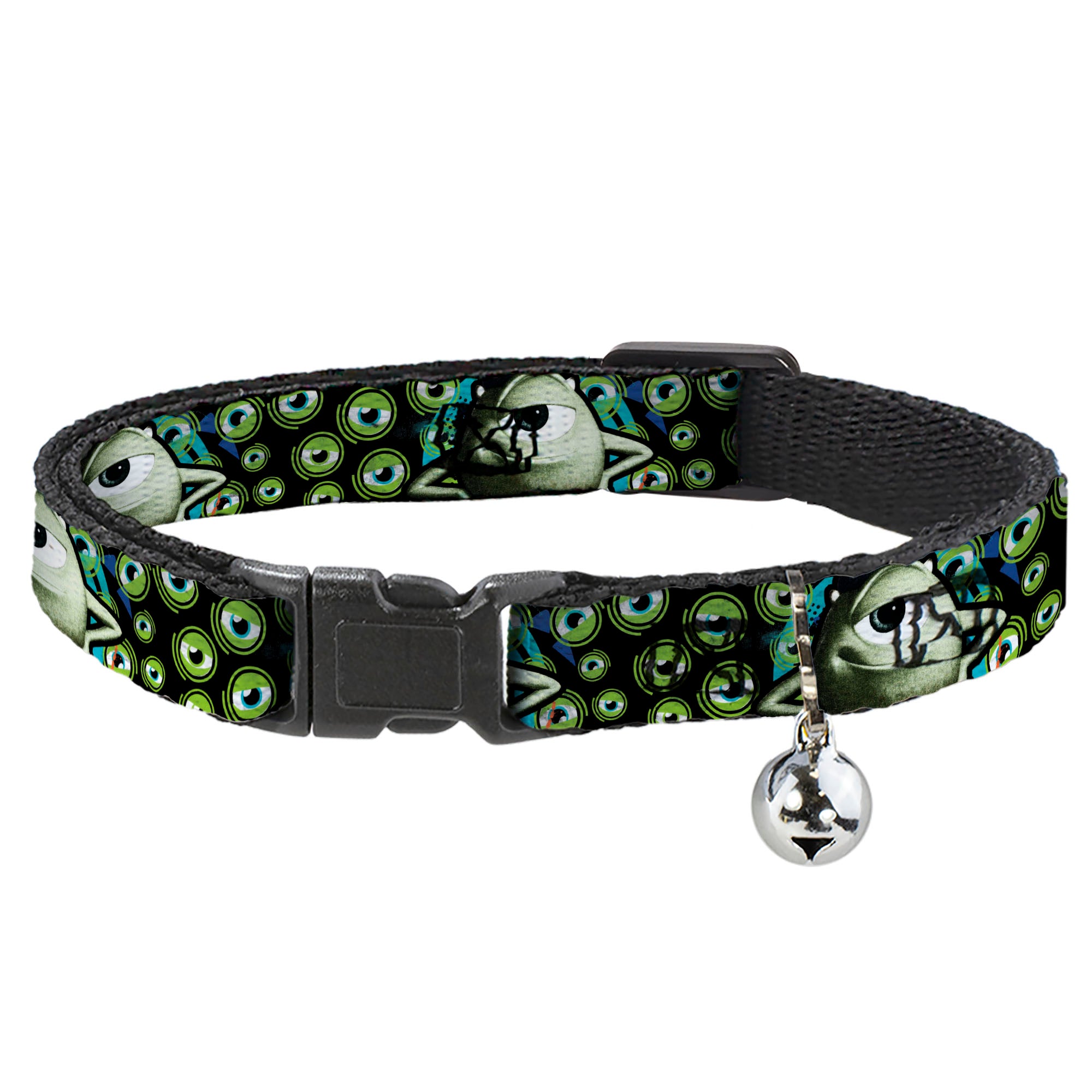 Cat Collar Breakaway - Mike Poses Eyeballs Black Greens Breakaway Cat Collars Disney