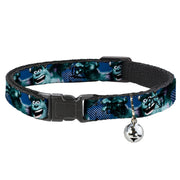 Cat Collar Breakaway - Sulley Scare Pose Dots Blues White Breakaway Cat Collars Disney