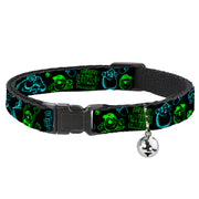 Cat Collar Breakaway - Monsters Inc. Sully & Mike Poses GRRRRR! Black Turquoise Green Breakaway Cat Collars Disney