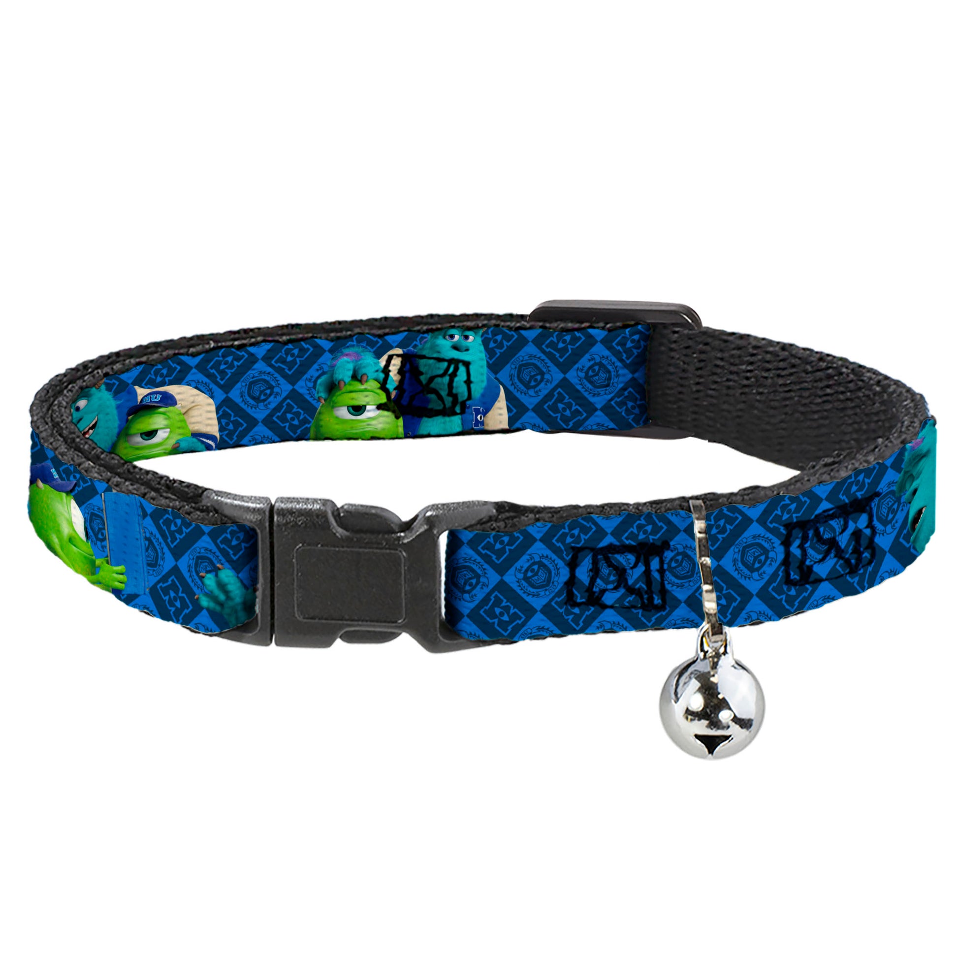Cat Collar Breakaway - Monsters University Sulley & Mike Poses Checkers Blue Breakaway Cat Collars Disney
