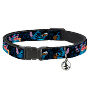 Cat Collar Breakaway - Stitch Snacking Poses Black Blue Breakaway Cat Collars Disney