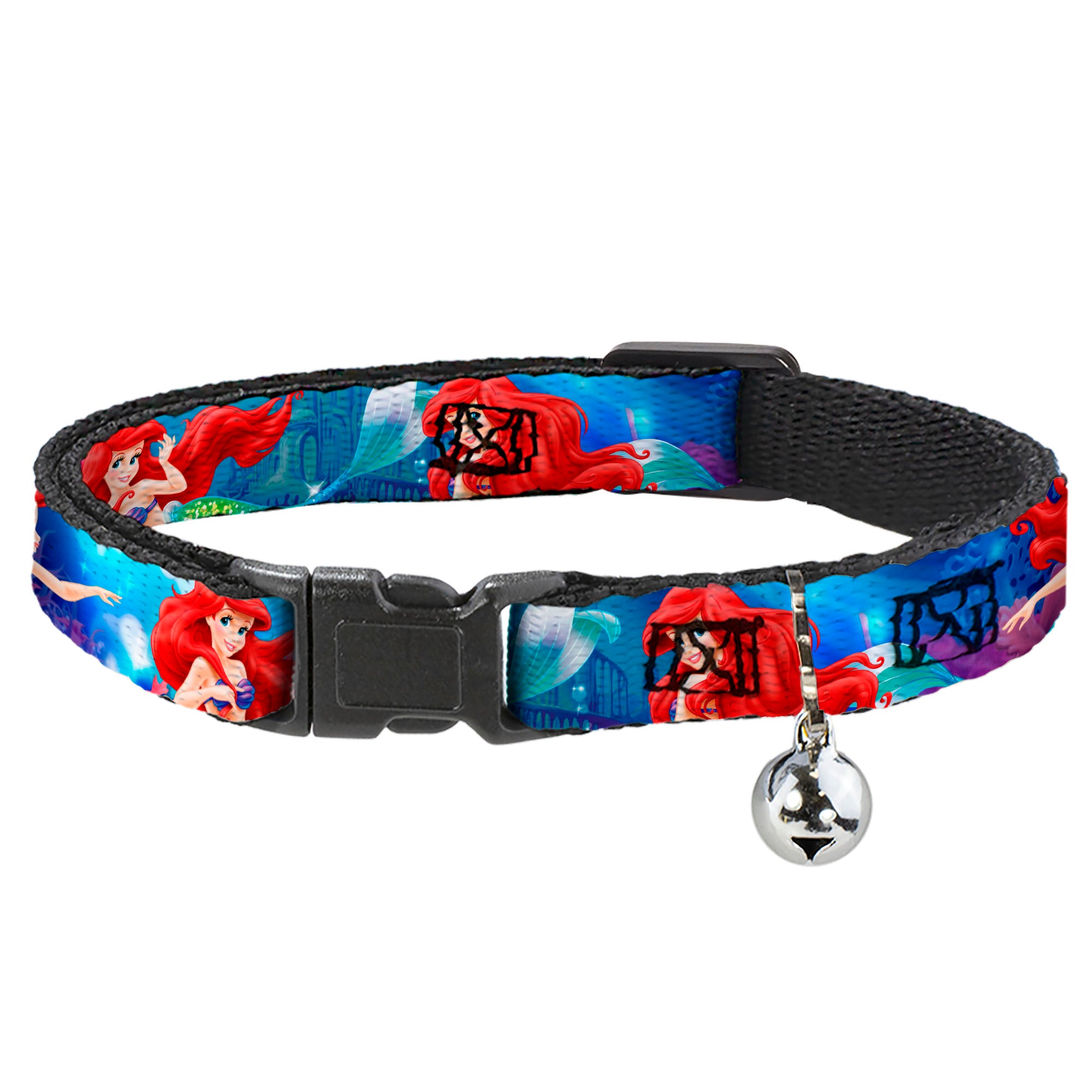 Cat Collar Breakaway - Ariel Vivid Underwater Sparkle Poses Castle Breakaway Cat Collars Disney